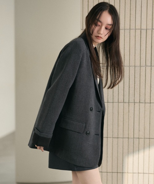 LAULEN（ローレン）の「double tailored jacket /ダブルテーラードジャケット（テーラードジャケット・レディース・カーキ/ブラウン/グレー・FREE）」の7枚目の写真