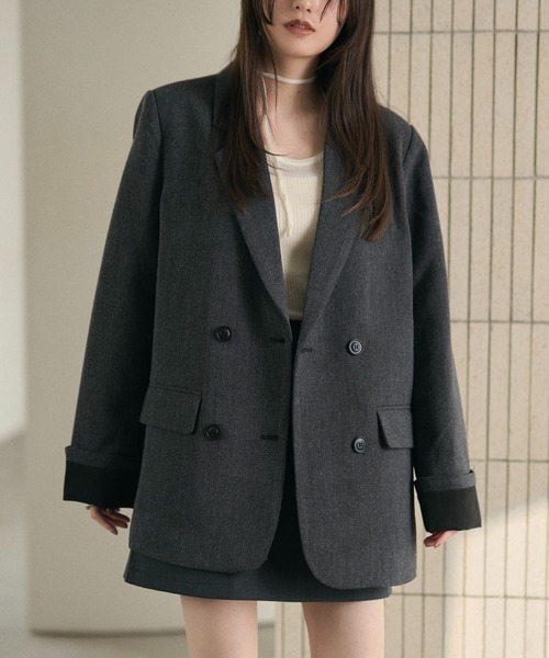 LAULEN（ローレン）の「double tailored jacket /ダブルテーラードジャケット（テーラードジャケット・レディース・カーキ/ブラウン/グレー・FREE）」の8枚目の写真