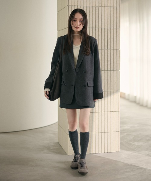 LAULEN（ローレン）の「double tailored jacket /ダブルテーラードジャケット（テーラードジャケット・レディース・カーキ/ブラウン/グレー・FREE）」の9枚目の写真