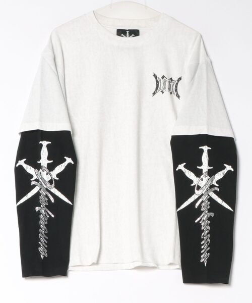 UNKNOWN LONDON(アンノウン・ロンドン)の「Unknown-Cursive Rhinestone Layered Long Sleeve(Tシャツ/カットソー・メンズ・ホワイト/ブラック・FREE)」の13枚目の写真
