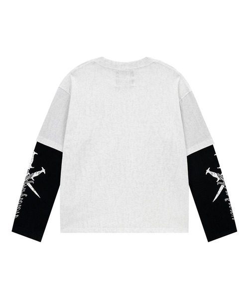UNKNOWN LONDON(アンノウン・ロンドン)の「Unknown-Cursive Rhinestone Layered Long Sleeve(Tシャツ/カットソー・メンズ・ホワイト/ブラック・FREE)」の11枚目の写真