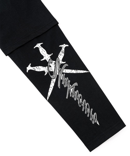 UNKNOWN LONDON(アンノウン・ロンドン)の「Unknown-Cursive Rhinestone Layered Long Sleeve(Tシャツ/カットソー・メンズ・ホワイト/ブラック・FREE)」の17枚目の写真