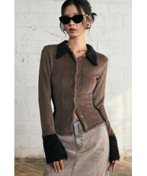Hairy Fur Cardigan (Brown) / 25WTKC001BR