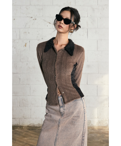 NO EXTRA TOUCH（ノー・エクストラ・タッチ）の「Hairy Fur Cardigan (Brown) / 25WTKC001BR（カーディガン/ボレロ・レディース・その他・SMALL/MEDIUM/X-SMALL）」の7枚目の写真