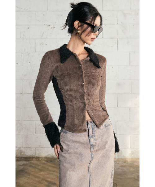 NO EXTRA TOUCH（ノー・エクストラ・タッチ）の「Hairy Fur Cardigan (Brown) / 25WTKC001BR（カーディガン/ボレロ・レディース・その他・SMALL/MEDIUM/X-SMALL）」の9枚目の写真