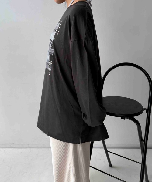 AS KNOW AS plus(アズノゥアズプラス)の「☆オーバーサイズ キラリとフォトプリントロンT【UNISEX ITEM】(Tシャツ/カットソー・レディース・スミクロ/杢グレー/キナリ・FREE)」の22枚目の写真