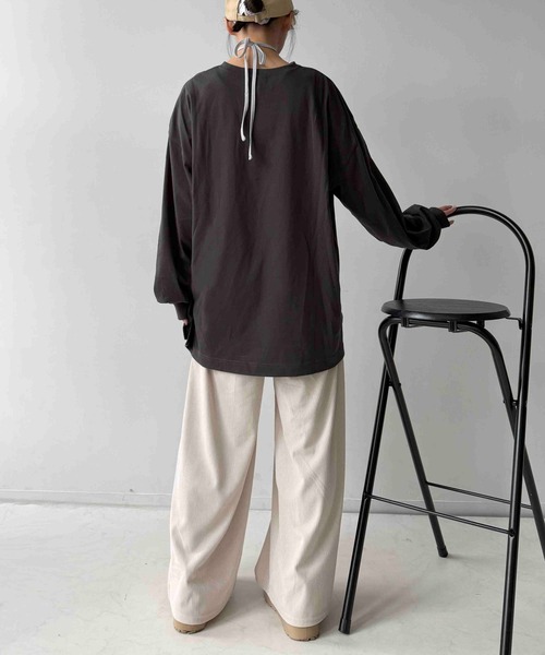 AS KNOW AS plus(アズノゥアズプラス)の「☆オーバーサイズ キラリとフォトプリントロンT【UNISEX ITEM】(Tシャツ/カットソー・レディース・スミクロ/杢グレー/キナリ・FREE)」の11枚目の写真