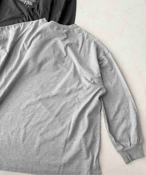 AS KNOW AS plus(アズノゥアズプラス)の「☆オーバーサイズ キラリとフォトプリントロンT【UNISEX ITEM】(Tシャツ/カットソー・レディース・スミクロ/杢グレー/キナリ・FREE)」の10枚目の写真