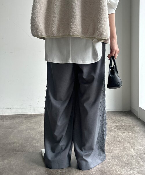 DouDou(ドゥドゥ)の「【WEB限定】サイドレースタックワイドパンツ(その他パンツ・レディース・グレー/ブラック/グレイッシュベージュ・TM/FREE)」の14枚目の写真