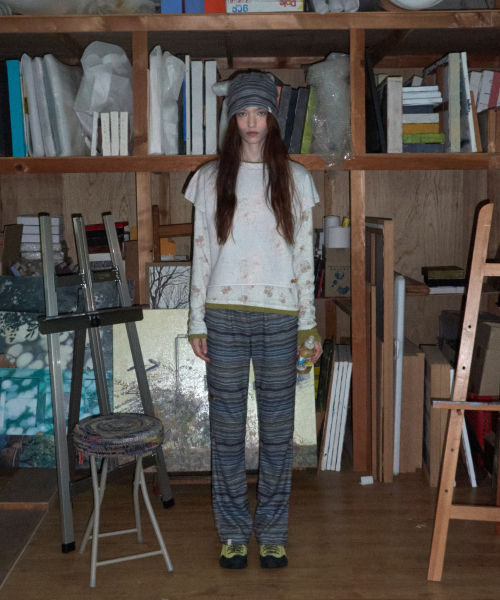 MAISON CREME(メゾンクレム)の「パーフェクトブーツカットバンディングパンツ_グリーンストライプ(その他パンツ・レディース・その他・FREE)」の4枚目の写真