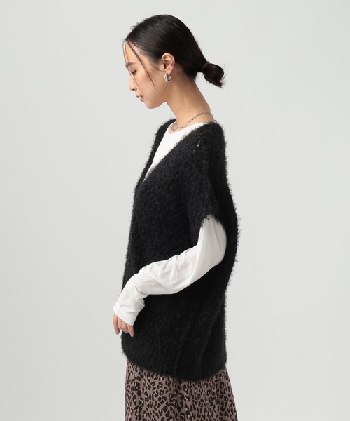 BAYFLOW(ベイフロー)の「メッシュシャギージップベスト(ニット/セーター・レディース・モカ/シルバーグレー/ブラック・FREE)」の8枚目の写真