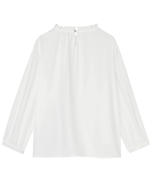 TOKYO SHIRTS(トウキョウシャツ)の「ジョーゼット バンドフリルカラー ブラウス 長袖 レディースデザインシャツ(シャツ/ブラウス・レディース・ホワイト/ベージュ・M/L)」の4枚目の写真