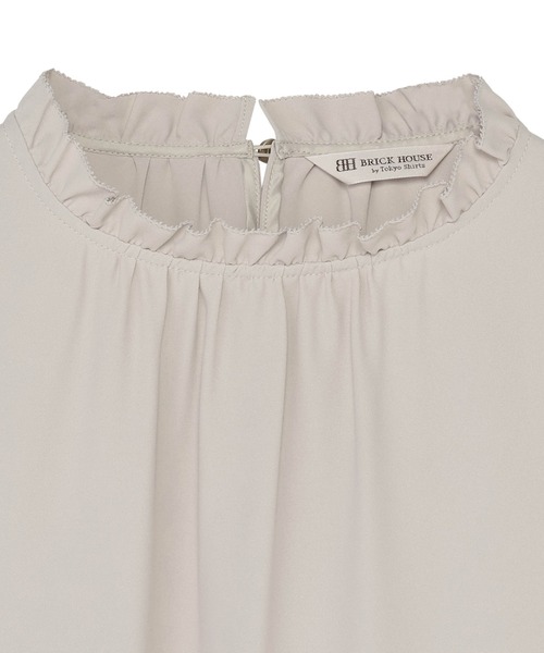 TOKYO SHIRTS(トウキョウシャツ)の「ジョーゼット バンドフリルカラー ブラウス 長袖 レディースデザインシャツ(シャツ/ブラウス・レディース・ホワイト/ベージュ・M/L)」の10枚目の写真
