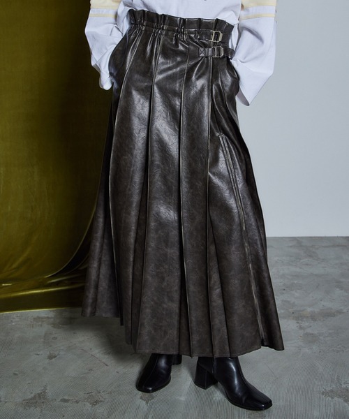 MaisonSpecial フェイクレザースカート 26WINTER PRE-ORDER】Vegan Leather Pleated Skirt/ヴィーガンレザー