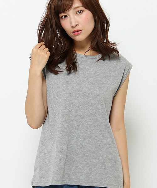 VENCEEXCHANGE（ヴァンスエクスチェンジ）の「ノースリーブクルーネック（Tシャツ/カットソー・レディース・オフホワイト/グレー/ダークグリーン/ブラック/ブラウン/コーラル・MEDIUM）」の4枚目の写真