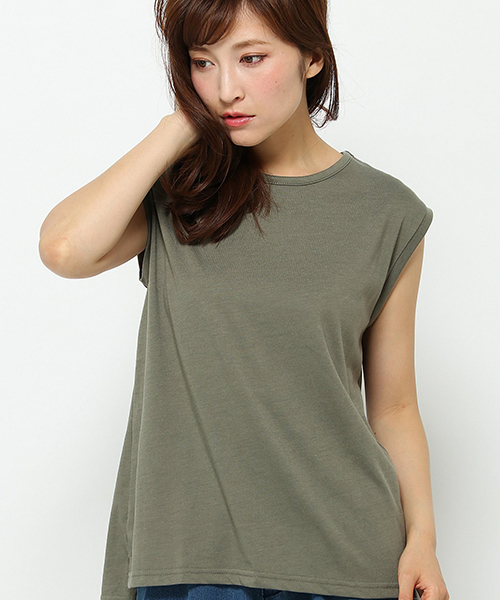 VENCEEXCHANGE（ヴァンスエクスチェンジ）の「ノースリーブクルーネック（Tシャツ/カットソー・レディース・オフホワイト/グレー/ダークグリーン/ブラック/ブラウン/コーラル・MEDIUM）」の6枚目の写真