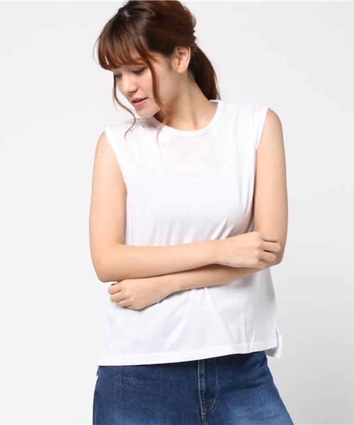 VENCEEXCHANGE（ヴァンスエクスチェンジ）の「ノースリーブクルーネック（Tシャツ/カットソー・レディース・オフホワイト/グレー/ダークグリーン/ブラック/ブラウン/コーラル・MEDIUM）」の16枚目の写真