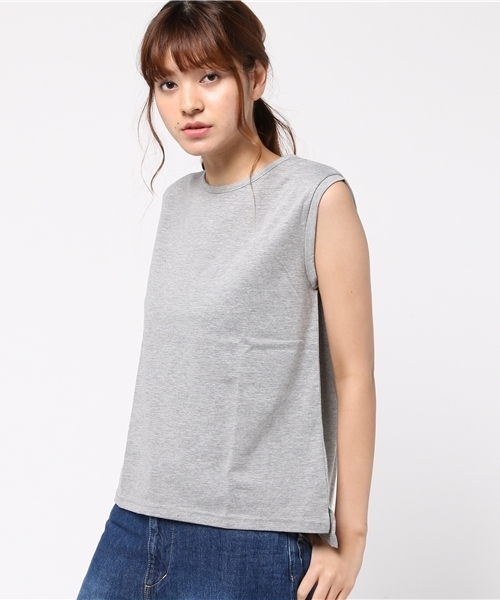 VENCEEXCHANGE（ヴァンスエクスチェンジ）の「ノースリーブクルーネック（Tシャツ/カットソー・レディース・オフホワイト/グレー/ダークグリーン/ブラック/ブラウン/コーラル・MEDIUM）」の18枚目の写真