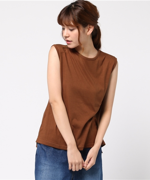 VENCEEXCHANGE（ヴァンスエクスチェンジ）の「ノースリーブクルーネック（Tシャツ/カットソー・レディース・オフホワイト/グレー/ダークグリーン/ブラック/ブラウン/コーラル・MEDIUM）」の19枚目の写真