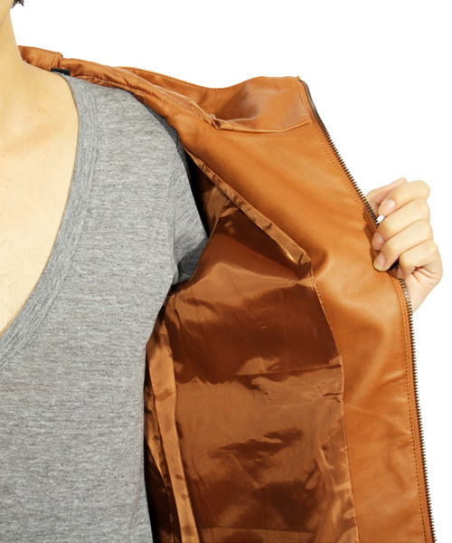 ８(eight)（エイト）の「PUレザー ライダースジャケット フード付き パーカー（ライダースジャケット・メンズ・ダークブルー/ブラウン/キャメル/ブラック/ワイン/ネイビー/グレー/カーキ・LARGE/X-LARGE/SMALL/MEDIUM）」の10枚目の写真