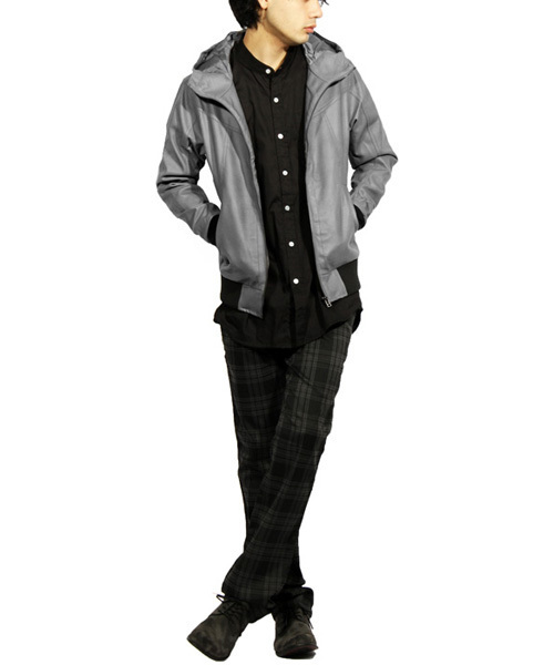 ８(eight)（エイト）の「PUレザー ライダースジャケット フード付き パーカー（ライダースジャケット・メンズ・ダークブルー/ブラウン/キャメル/ブラック/ワイン/ネイビー/グレー/カーキ・LARGE/X-LARGE/SMALL/MEDIUM）」の19枚目の写真