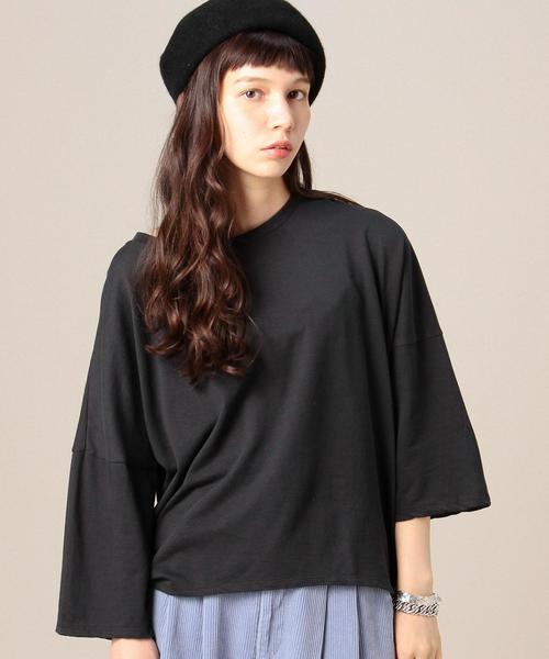 BEAUTY&YOUTH UNITED ARROWS(ビューティーアンドユースユナイテッドアローズ)の「BY ウラケビッグドルマン8分袖カットソー◆(Tシャツ/カットソー・レディース・ナチュラル/オレンジ系その他/オリーブ/ネイビー・FREE)」の4枚目の写真