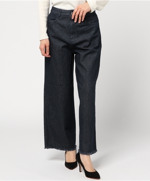 Honeys(ハニーズ)の「デニムワイドパンツ(デニムパンツ・レディース・インディゴブルー/ワンウォッシュ・S/L/M)」の1枚目の写真
