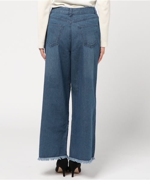 Honeys(ハニーズ)の「デニムワイドパンツ(デニムパンツ・レディース・インディゴブルー/ワンウォッシュ・S/L/M)」の5枚目の写真
