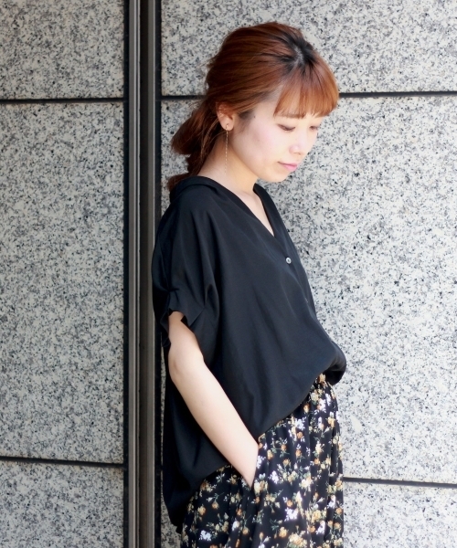 le.coeur blanc(ルクールブラン)の「スタンドVネックタックスリーブシャツ(シャツ/ブラウス・レディース・ピンク系その他/ブラック/オフホワイト/マスタード・FREE)」の17枚目の写真