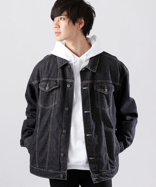 MONO-MART(モノマート)の「BIGデニムGジャン/10OZデニム(デニムジャケット・メンズ・ワンウォッシュ/ブラック/インディゴブルー/ブルー系その他・L/M)」の2枚目の写真