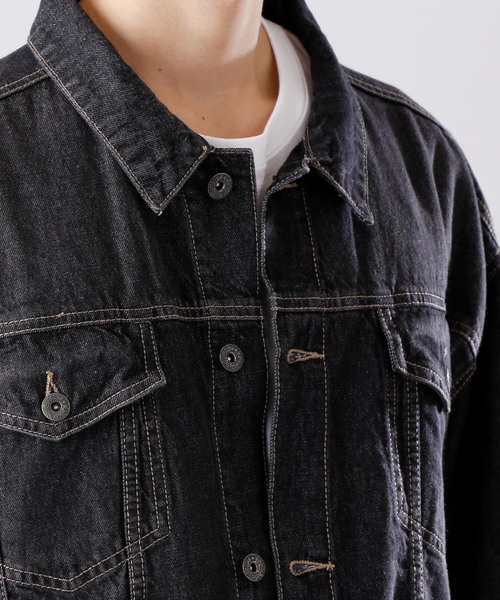 MONO-MART(モノマート)の「BIGデニムGジャン/10OZデニム(デニムジャケット・メンズ・ワンウォッシュ/ブラック/インディゴブルー/ブルー系その他・L/M)」の5枚目の写真
