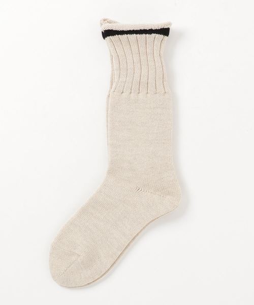 MHL.（エムエイチエル）の「ROLLED EDGE COTTON WOOL SOCK（ソックス/靴下・レディース・ブラック/セージグリーン/ライトベージュ・FREE）」の2枚目の写真