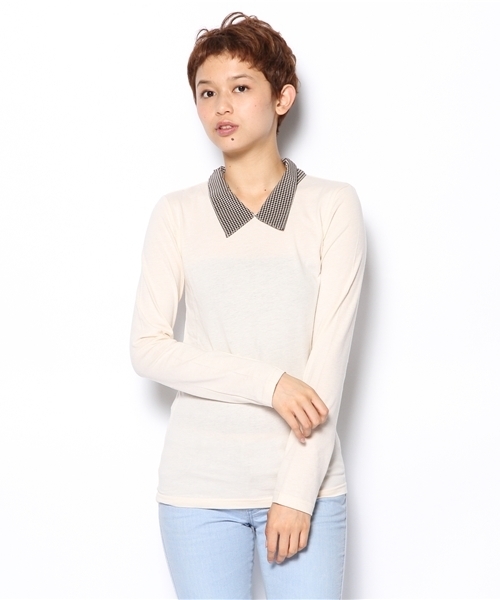 Kastane（カスタネ）の「シャツ衿ロンTEE（Tシャツ/カットソー・レディース・ネイビー/ベージュ/ダークブルー/サンドベージュ/その他・FREE）」の2枚目の写真