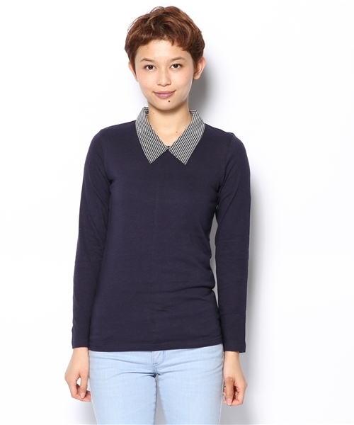 Kastane（カスタネ）の「シャツ衿ロンTEE（Tシャツ/カットソー・レディース・ネイビー/ベージュ/ダークブルー/サンドベージュ/その他・FREE）」の10枚目の写真