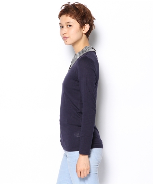 Kastane（カスタネ）の「シャツ衿ロンTEE（Tシャツ/カットソー・レディース・ネイビー/ベージュ/ダークブルー/サンドベージュ/その他・FREE）」の6枚目の写真