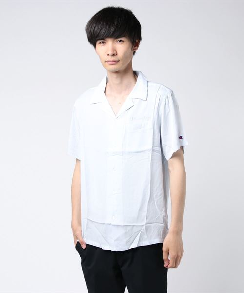 Champion（チャンピオン）の「【Champion/チャンピオン】メンズ ショートスリーブシャツ キャンパス（シャツ/ブラウス・メンズ・ブラック/サックスブルー/ネイビー/ライトピンク・LARGE/MEDIUM/X-LARGE）」の3枚目の写真