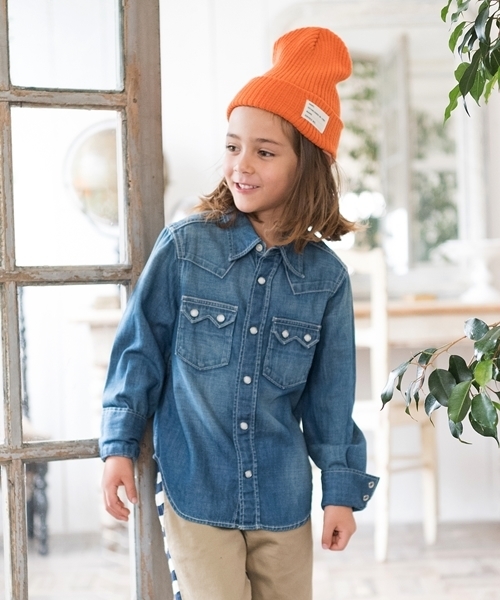SHIPS(シップス)の「Lee:デニム ウェスタン シャツ【SHIPS別注】(kids)(シャツ/ブラウス・キッズ・ネイビー・120/140/110/130/150/100)」の1枚目の写真