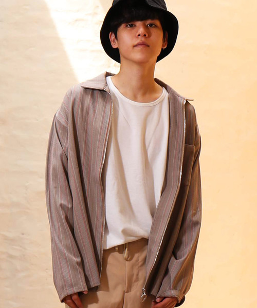 revertical（リバーティカル）の「ジップアップ ストライプ柄 長袖 ジャケット ブルゾン（ブルゾン・メンズ・グレー/ブラウン・M/L）」の4枚目の写真