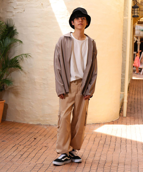 revertical（リバーティカル）の「ジップアップ ストライプ柄 長袖 ジャケット ブルゾン（ブルゾン・メンズ・グレー/ブラウン・M/L）」の5枚目の写真