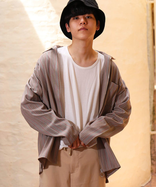 revertical（リバーティカル）の「ジップアップ ストライプ柄 長袖 ジャケット ブルゾン（ブルゾン・メンズ・グレー/ブラウン・M/L）」の9枚目の写真