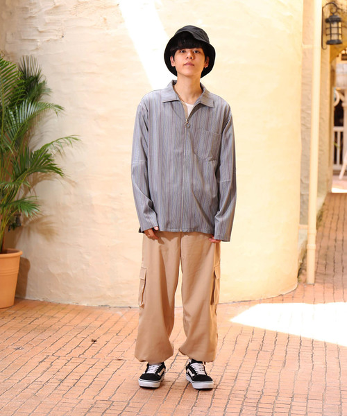 revertical（リバーティカル）の「ジップアップ ストライプ柄 長袖 ジャケット ブルゾン（ブルゾン・メンズ・グレー/ブラウン・M/L）」の11枚目の写真