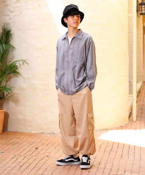 revertical（リバーティカル）の「ジップアップ ストライプ柄 長袖 ジャケット ブルゾン（ブルゾン・メンズ・グレー/ブラウン・M/L）」の14枚目の写真