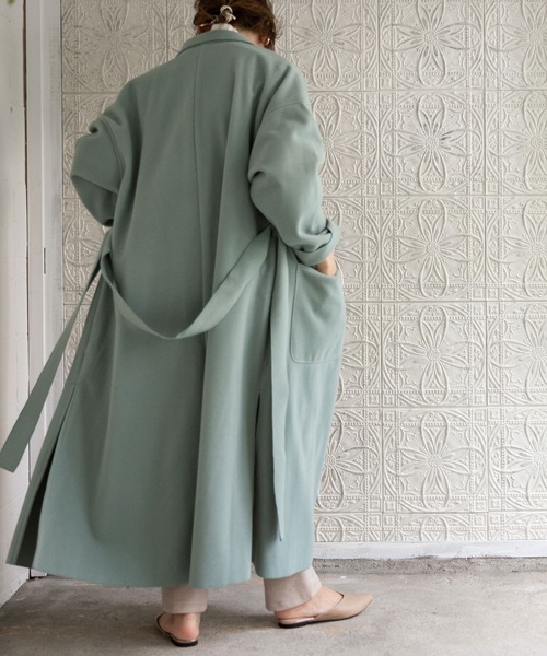 rectangle（レクタングル）の「ダブルフェイスサイドスリットガウンコート（チェスターコート・レディース・ブラック/モカ/ブラウン/アイボリー/ブルー/ピンク/ミント・FREE）」の5枚目の写真