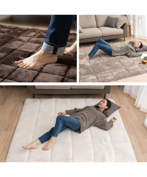 東京家具(トウキョウカグ)の「+4℃ リビングで寝るあったかパッド/130×190cm EMOORHEAT+ もちふわ触感【ヒートプラス】(ラグ/マット・レディース・イエロー/グレー/ネイビー/ブラウン/アイボリー・FREE)」の11枚目の写真