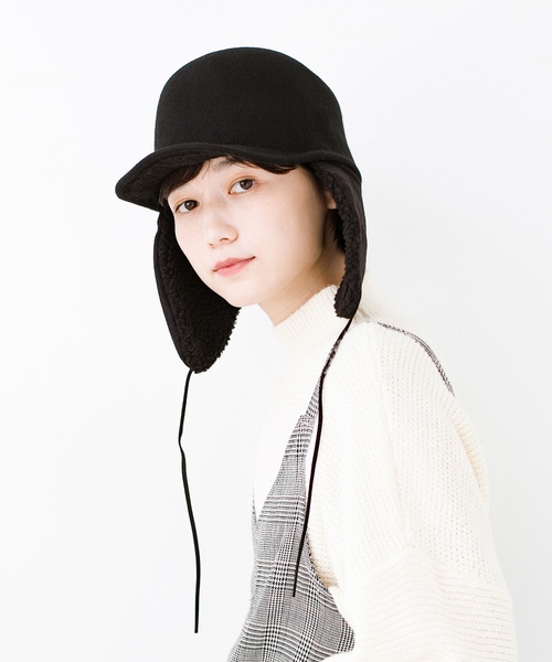 2wayで楽しめるボアフライトキャップ キャップ Haco ハコ のファッション Haco ハコ のキャップ Odds 帽子 キャップ Odds