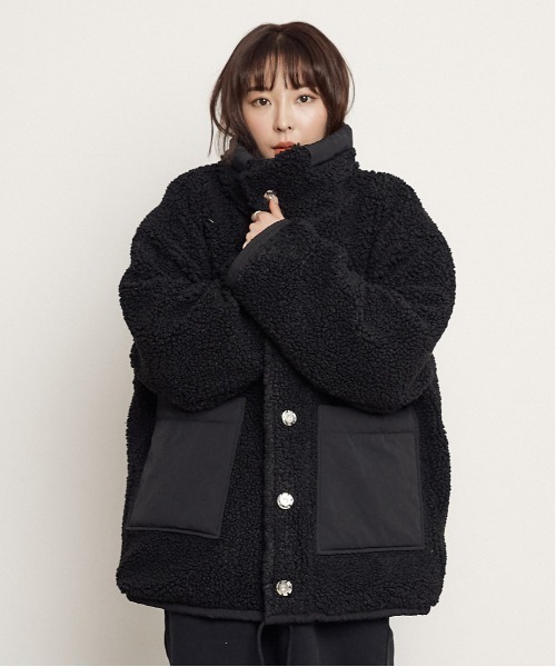 eversince(エバーシンス)の「ボアフリース・2WAYリバーシブルコート(その他アウター)」|ブラック