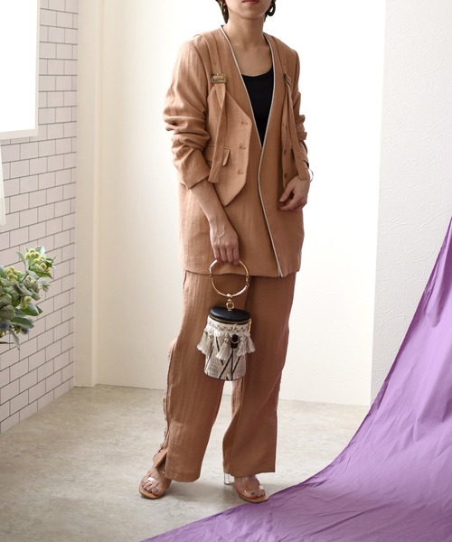 Eimee Law(エイミーロウ)の「【Eimee Law】サイドパイピングスリットイージーパンツ(その他パンツ・レディース・ブラック/オレンジ/ライトベージュ・38)」の15枚目の写真