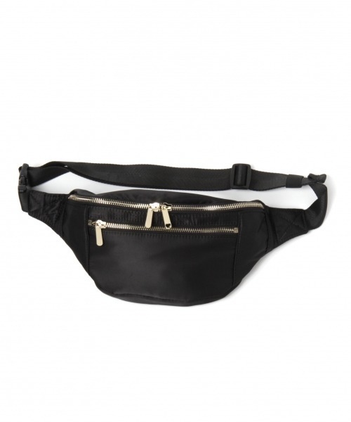 LAKOLE（ラコレ）の「ダブルジップボディバッグ / LAKOLE（ボディバッグ/ウエストポーチ・レディース・ブラック/ブルー/グリーン/キャメル・FREE）」の2枚目の写真