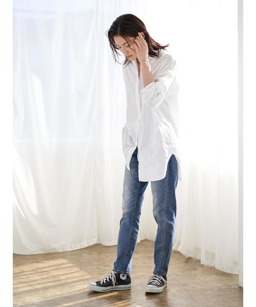 AMERICAN HOLIC（アメリカンホリック）の「綿ビエラ比翼シャツチュニック＊（シャツ/ブラウス・レディース・ストライプ/ネイビー/ブルー系その他7/オフホワイト/ベージュ/サックスブルー/ホワイト系その他7・M/L）」の8枚目の写真