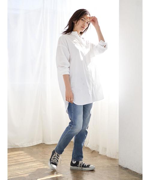 AMERICAN HOLIC（アメリカンホリック）の「綿ビエラ比翼シャツチュニック＊（シャツ/ブラウス・レディース・ストライプ/ネイビー/ブルー系その他7/オフホワイト/ベージュ/サックスブルー/ホワイト系その他7・M/L）」の11枚目の写真